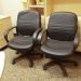 Black Leather Mid Back Task Chair with Fixed Arms